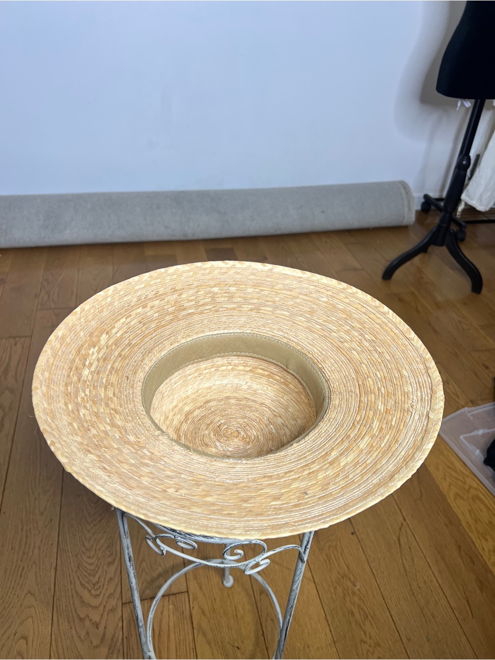 Wide Brim Straw Boater Hat with Black Band - Picture 3 of 5